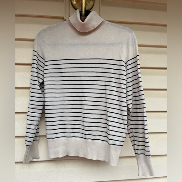 H&M Horizontal Striped Cream and Black turtleneck Sweater, great condition, S - Picture 1 of 7